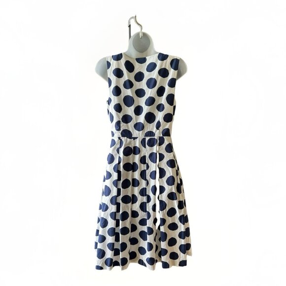 Talbots Dot Poplin Shirtdress Navy White Polka Dot Sleeveless Fit & Flare Size 6 - Picture 3 of 8